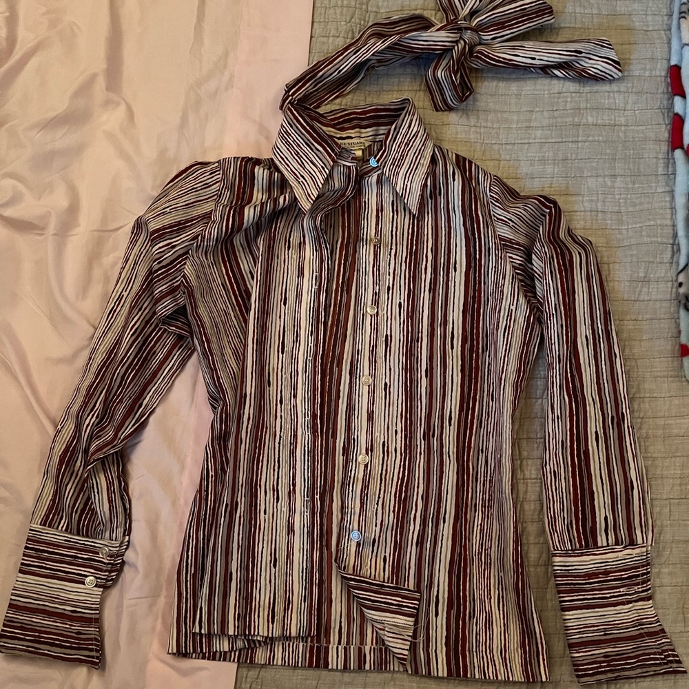 70s striped button up with matching scarf